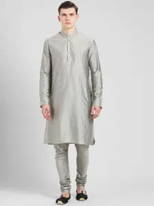 KISAH Mandarin Collar Long Sleeves Regular Kurta with Churidar