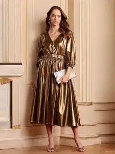 all about you Sheen Fit & Flare Midi Dress