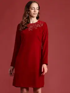 all about you Velvet Finish Sheath Dress