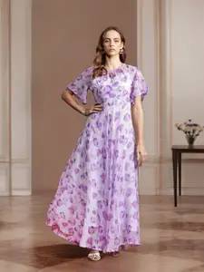 all about you Floral Print Flared Sleeve Maxi Dress