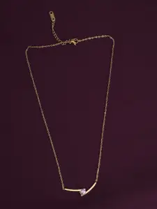 PALMONAS Gold Plated Beaded Stainless Steel Necklace