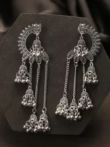 ANIKAS CREATION Silver-Plated German Silver Contemporary Drop Earrings