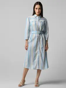Van Heusen Woman Striped Shirt Midi Dress