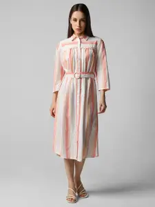 Van Heusen Woman Striped Shirt Midi Dress