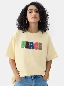 The Souled Store Women Typography Cotton Oversized T-shirt