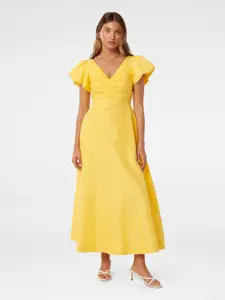 Forever New Flutter Sleeve Linen Fit & Flare Maxi Dress