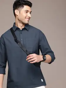 WROGN Cutaway Collar Pure Cotton Oversized Casual Shirt