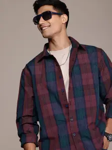 WROGN Pure Cotton Comfort Fit Opaque Checked Casual Shirt