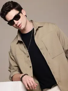 WROGN Self Striped Oversized Casual Shirt