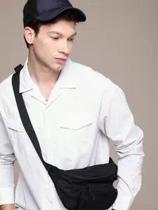 WROGN Oversized Vertical Stripes Drop-Shoulder Sleeves Casual Shirt