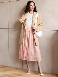 all about you Geometric Self Design A-line Midi Skirt