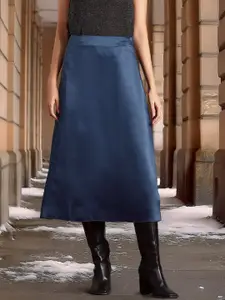 all about you Satin A-Line Midi Skirt