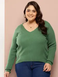 Sztori Plus Size Ribbed Acrylic Pullover