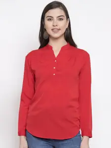 Purple State Mandarin Collar Shirt Style Top