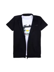 CAVIO Boys Lightweight Longline Open Front Jacket with Embroidered