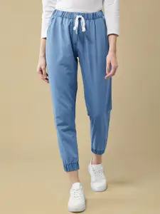 DOLCE CRUDO Women Lightweight Regular Fit Denim Solid Joggers