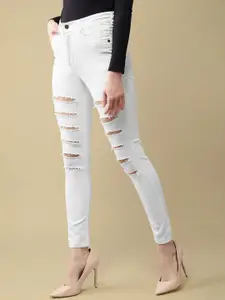 DOLCE CRUDO Women Skinny Fit High-Rise Highly Distressed Stretchable Jeans