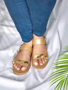 POSTCARD Women Open Toe Flats