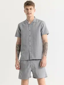 Snitch Self Design Shirt With Short Co-Ords