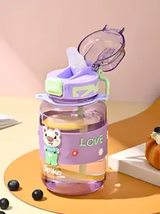 Kuber Industries Purple & Green Single Plastic Printed Water Bottle