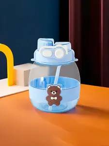 Kuber Industries Blue & Transparent Single Plastic Printed Water Bottle