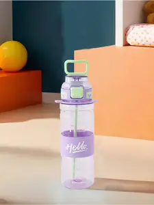 Kuber Industries Purple & Transparent Single Plastic Printed Water Bottle