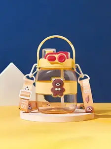 Kuber Industries Yellow & Transparent Single Plastic Printed Water Bottle