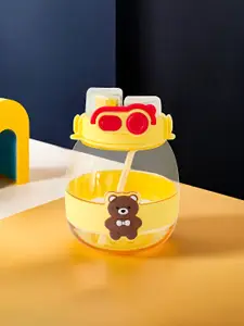 Kuber Industries Yellow & Transparent Single Plastic Printed Water Bottle