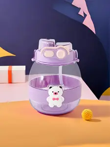 Kuber Industries Purple & Transparent Single Plastic Printed Water Bottle