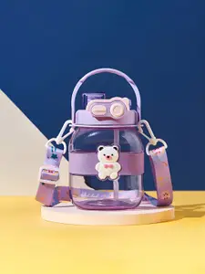 Kuber Industries Purple & Transparent Single Plastic Printed Water Bottle