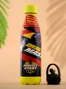 Kuber Industries Red & Black Single Stainless Steel Printed Water Bottle