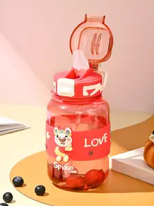 Kuber Industries Red & White Single Plastic Printed Water Bottle