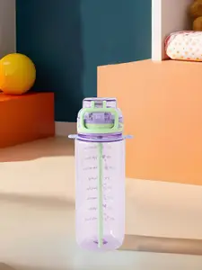 Kuber Industries Purple & Green Single Plastic Printed Water Bottle