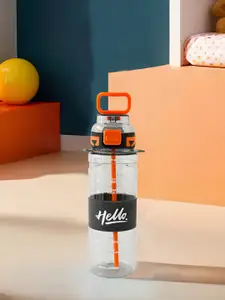 Kuber Industries Black & Transparent Single Plastic Printed Water Bottle