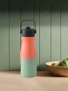 Kuber Industries Orange & Green Single Stainless Steel Solid Water Bottle