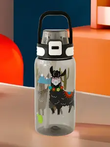 Kuber Industries Black & Grey Single Plastic Printed Water Bottle