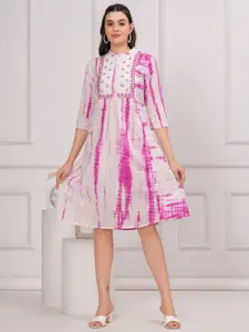 KALINI Women Printed Flared Sleeves Thread Work Kurta