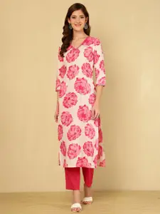 FASHION DEPTH Women Ethnic Motifs Printed Mirror Work Kurta
