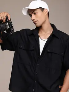 The Roadster Life Co. Vertical Self Stripes Textured Relaxed Fit Casual Shirt