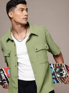 The Roadster Life Co. Self Striped Relaxed Fit Casual Shirt