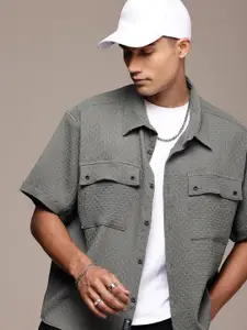 The Roadster Life Co. Self Design Textured Opaque Relaxed Fit Casual Shirt