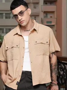 The Roadster Life Co. Self Design Textured Opaque Relaxed Fit Casual Shirt