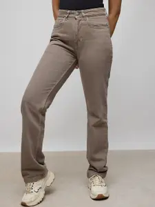 FREAKINS Women Straight Fit High-Rise Low Distress Jeans