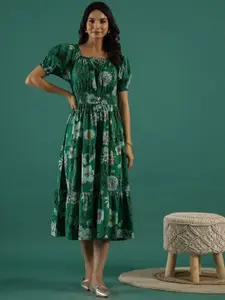 Sangria Fit & Flare Cotton Ethnic Dress