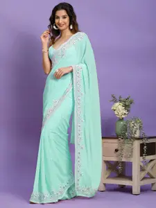 Trendmalls Embroidered Pure Georgette Saree