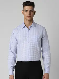 Van Heusen Men Solid Checked Spread Collar Formal Shirt