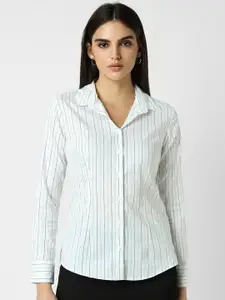 Van Heusen Woman Spread Collar Striped Formal Shirt