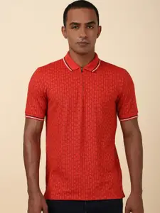 Allen Solly Men Printed Polo Collar Pure Cotton T-shirt