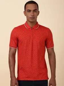 Allen Solly Men Printed Polo Collar Pure Cotton T-shirt
