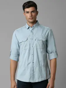 Louis Philippe Jeans Men Slim Fit Solid Pocket Detailing Pure Cotton Casual Shirt